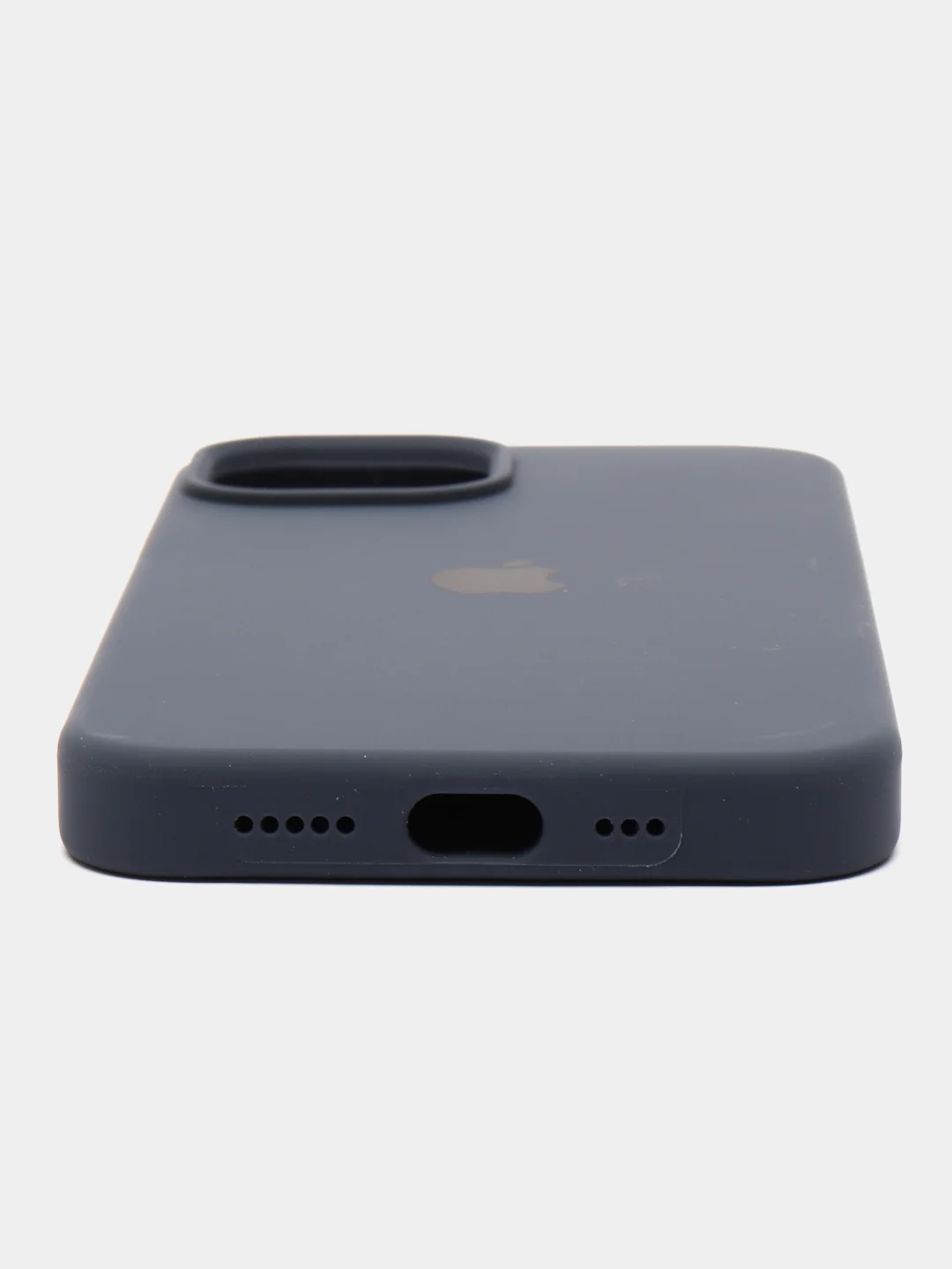 Синий меланж чехол Silicone Case для iPhone 14, 14 Pro, 14 Plus, 14 Pro Max, с закрытым низом