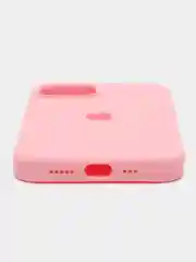 Пастельно-коралловый чехол Silicone Case для iPhone 14, 14 Pro, 14 Plus, 14 Pro Max, с закрытым низом