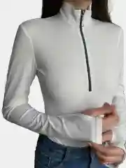 Белый боди женское, с длинным рукавом, на замке
