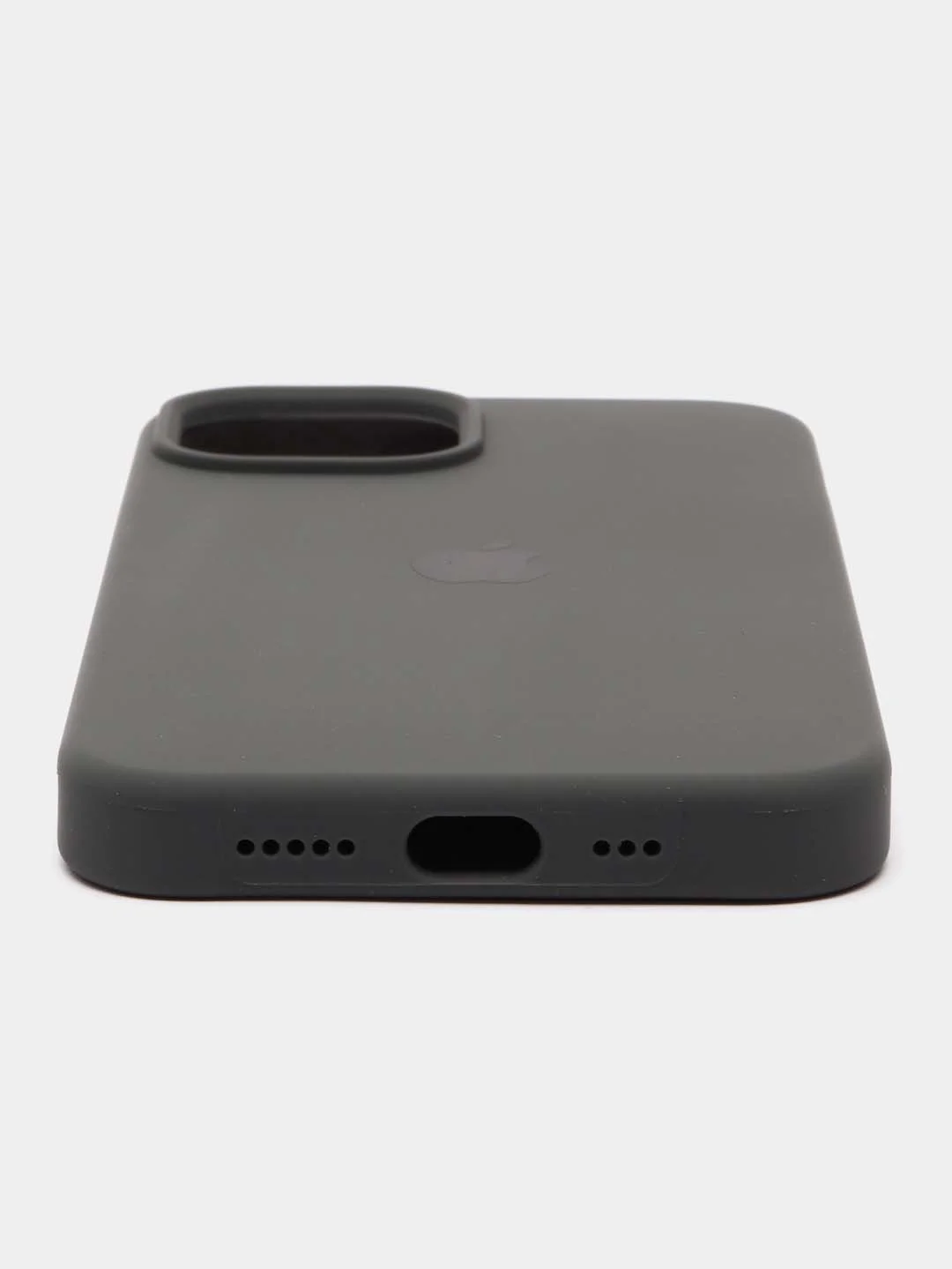 Угольный чехол Silicone Case для iPhone 14, 14 Pro, 14 Plus, 14 Pro Max, с закрытым низом
