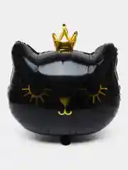 Черный воздушный шар "Кот в короне" черный кот розовый фольгированный для праздника