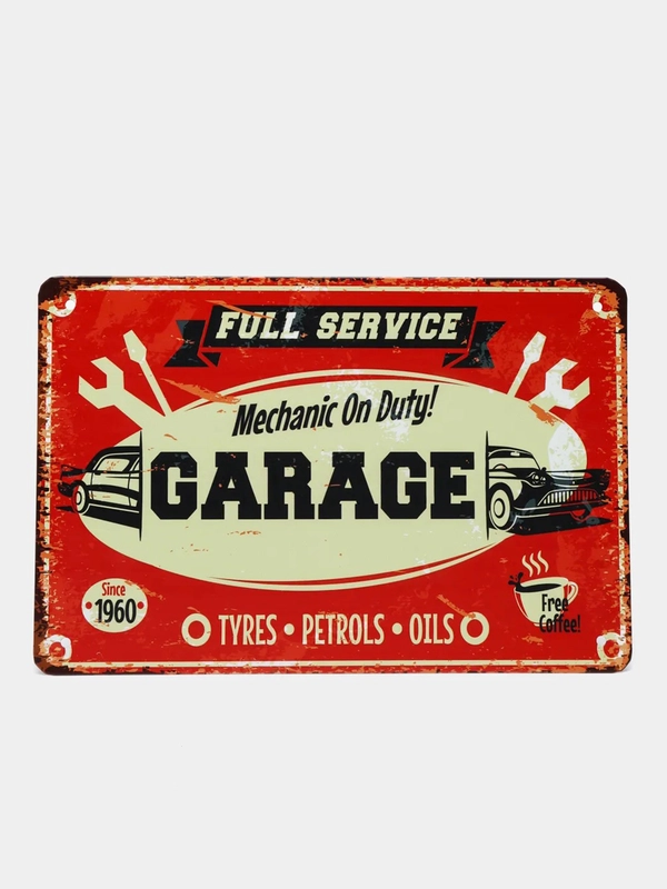 Винтажные жестяные таблички "Garage"