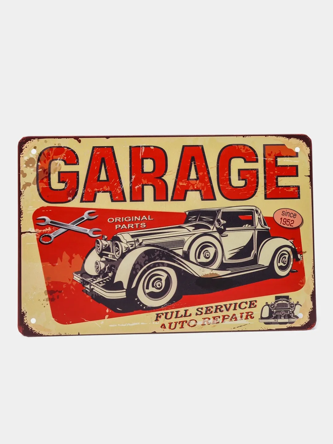 Бежевый меланж винтажные жестяные таблички "Garage"