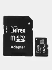 Карта памяти micro SDHC MIREX, 32GB, UHS-I, class 10, с адаптером