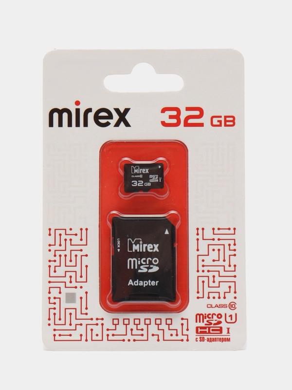 Карта памяти micro SDHC MIREX, 32GB, UHS-I, class 10, с адаптером