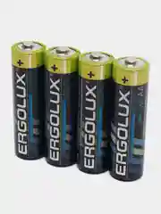 Батарейки алкалиновые Ergolux, пальчиковые АА / LR6, 4 штуки