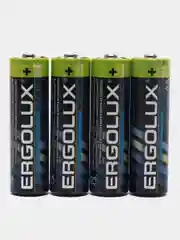 Батарейки алкалиновые Ergolux, пальчиковые АА / LR6, 4 штуки
