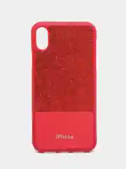 Красный чехол для iPhone XR силиконовый, с блестящими вставками