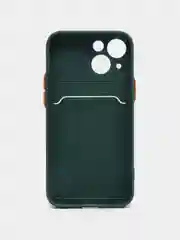 Тёмно-зелёный чехол с карманом для карт iPhone 7 8 Plus X XS Max XR 11  12  13 Pro 14 айфон про макс