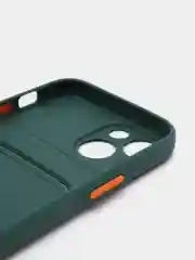Тёмно-зелёный чехол с карманом для карт iPhone 7 8 Plus X XS Max XR 11  12  13 Pro 14 айфон про макс