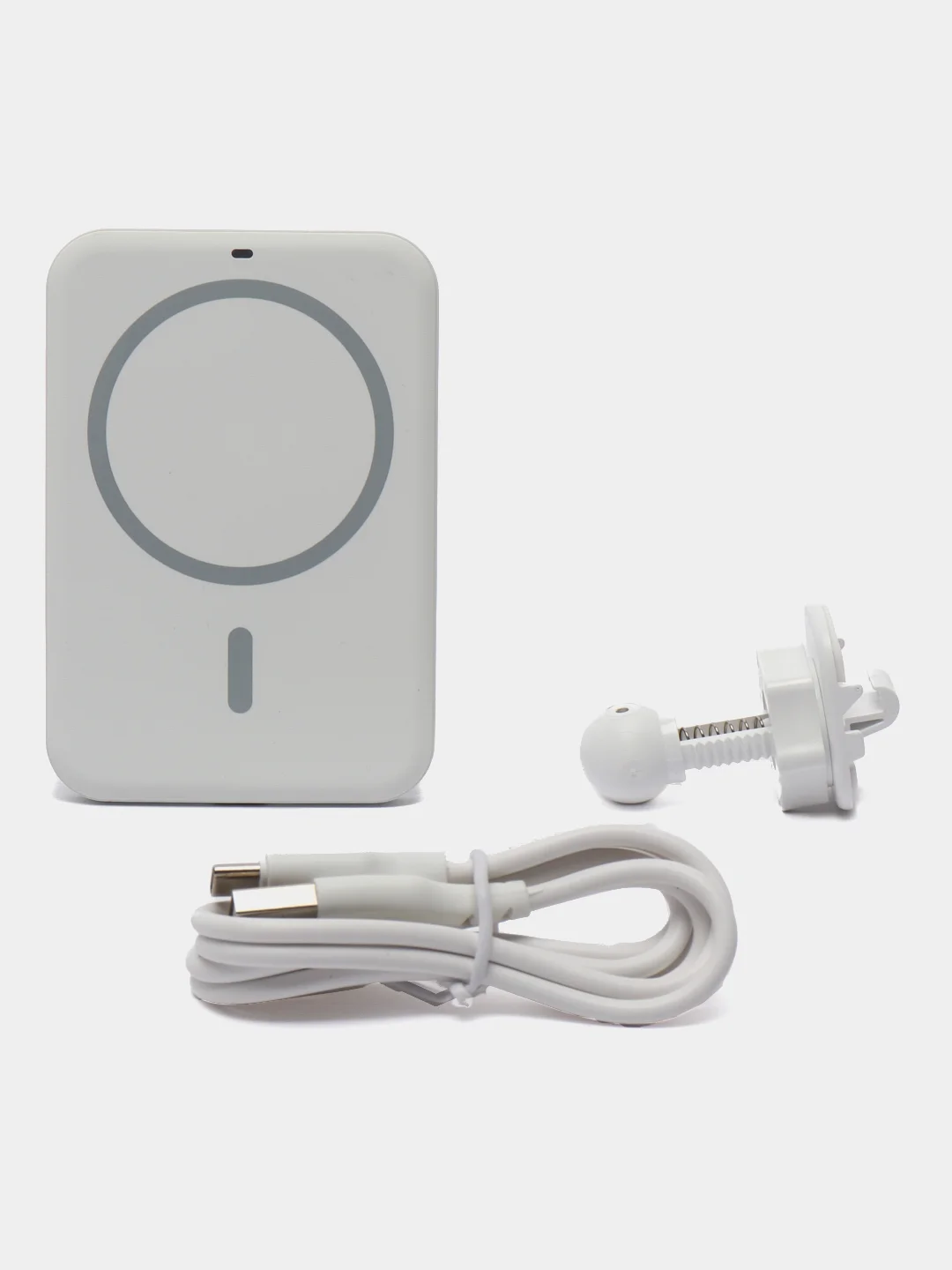 Белый магнитный держатель в автомобиль MagSafe, с беспроводной зарядкой