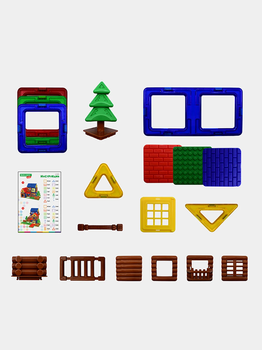 Магнитный конструктор MAGNETIC BUILD BLOCKS-129 "Построй дом", 129 деталей, BRAUBERG KIDS