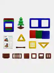Магнитный конструктор MAGNETIC BUILD BLOCKS-129 "Построй дом", 129 деталей, BRAUBERG KIDS