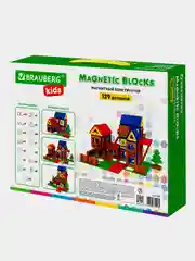 Магнитный конструктор MAGNETIC BUILD BLOCKS-129 "Построй дом", 129 деталей, BRAUBERG KIDS