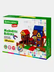 Магнитный конструктор MAGNETIC BUILD BLOCKS-129 "Построй дом", 129 деталей, BRAUBERG KIDS