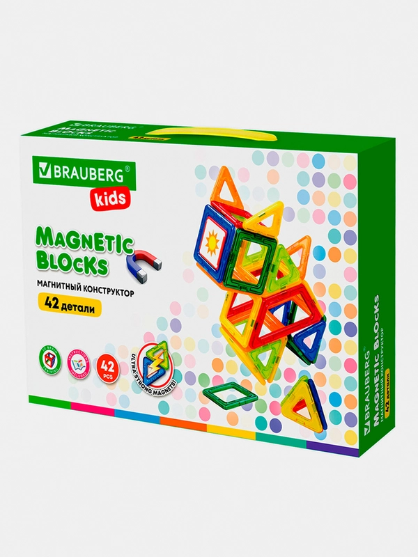 Магнитный конструктор BIG MAGNETIC BLOCKS-42, 42 детали, BRAUBERG KIDS, 663846