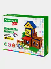 Магнитный конструктор MAGNETIC BUILD BLOCKS-39 "Построй дом", 39 деталей, BRAUBERG KIDS