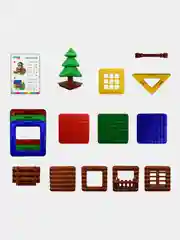 Магнитный конструктор MAGNETIC BUILD BLOCKS-39 "Построй дом", 39 деталей, BRAUBERG KIDS