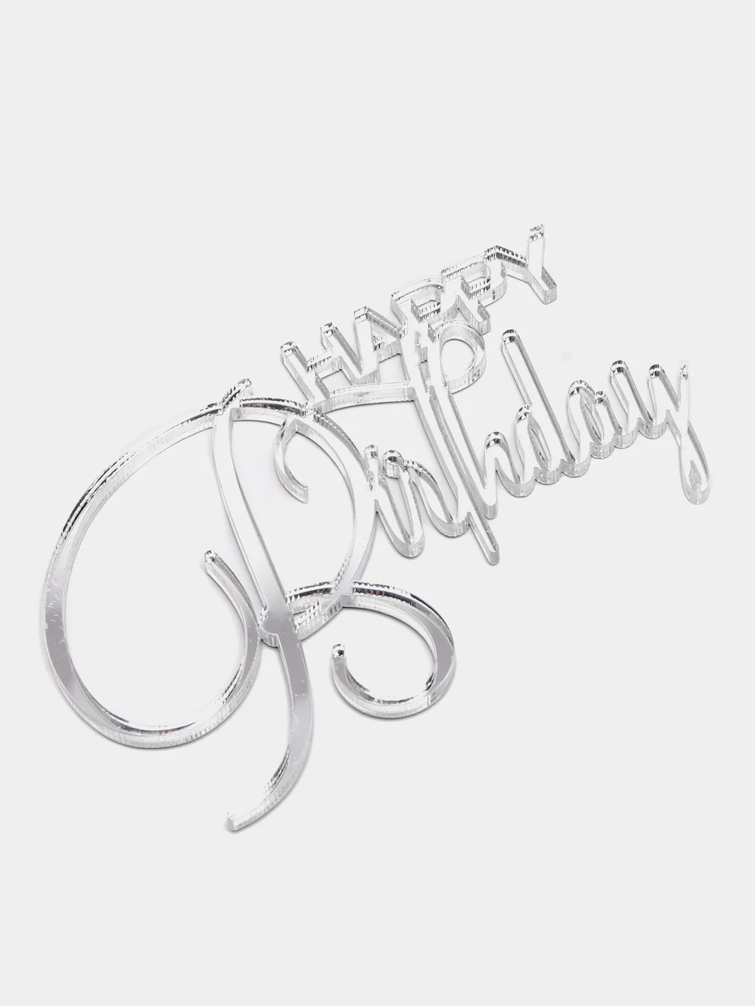 Золотой топпер #Т23 "Happy Birthday" для украшения торта из зеркального акрила