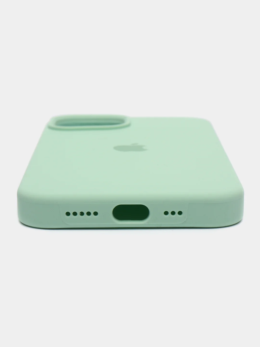 Мятный чехол Silicone Case для iPhone 14, 14 Pro, 14 Plus, 14 Pro Max, с закрытым низом