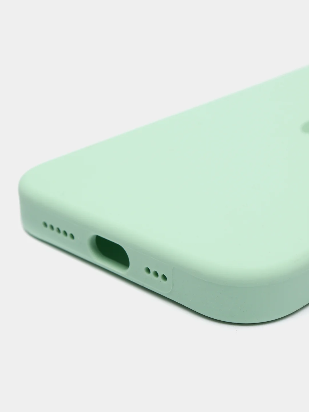 Мятный чехол Silicone Case для iPhone 14, 14 Pro, 14 Plus, 14 Pro Max, с закрытым низом