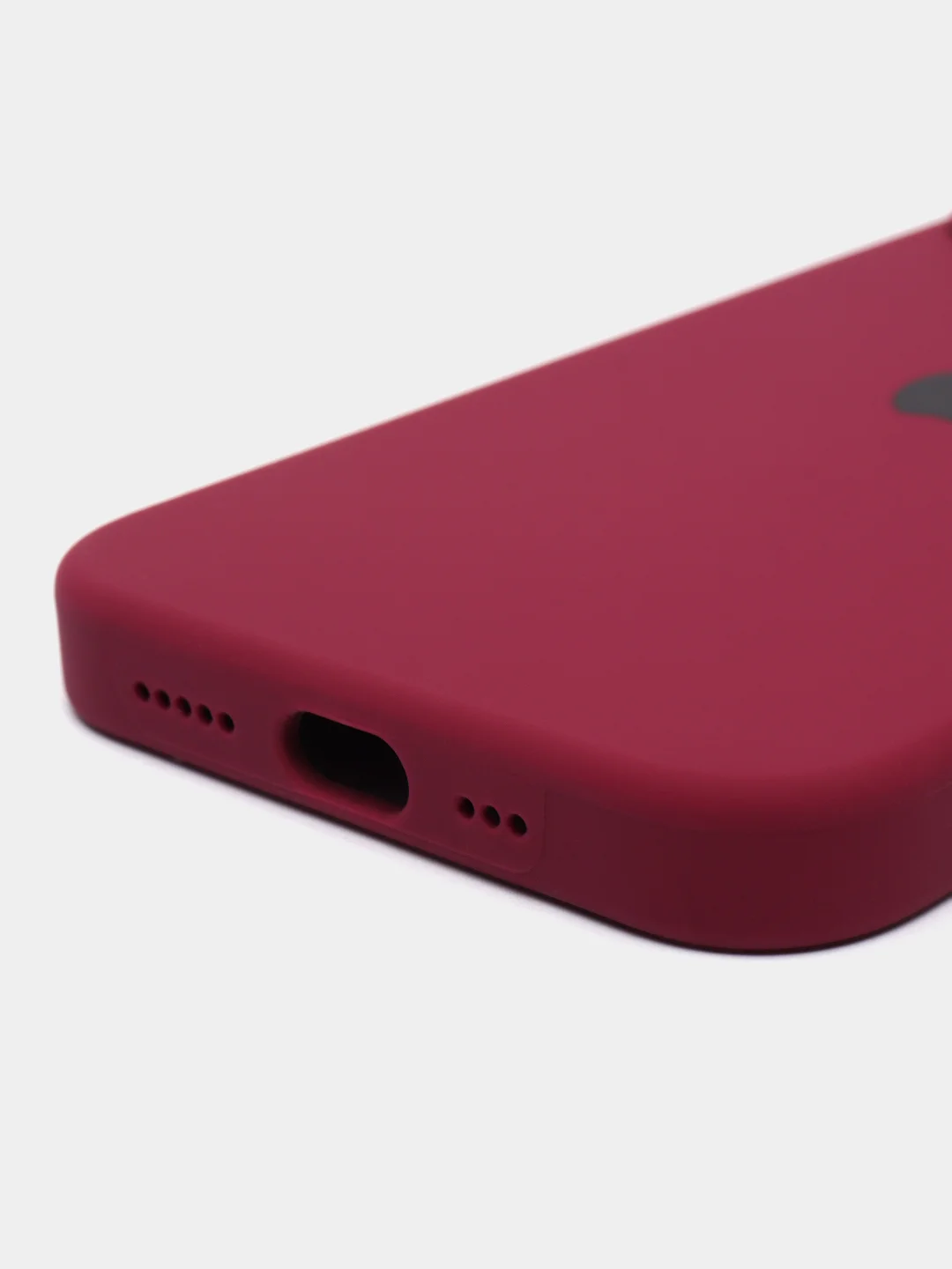 Багровый чехол Silicone Case для iPhone 14, 14 Pro, 14 Plus, 14 Pro Max, с закрытым низом
