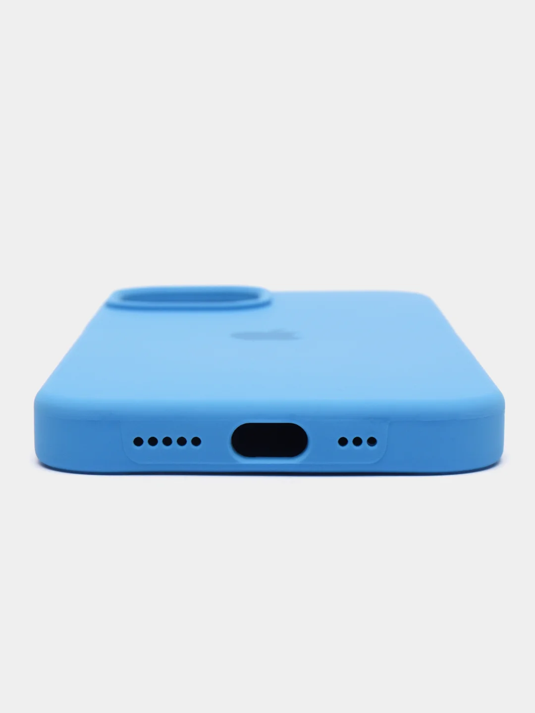 Голубой чехол Silicone Case для iPhone 14, 14 Pro, 14 Plus, 14 Pro Max, с закрытым низом