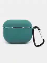 Тёмно-зелёный чехол для наушников Apple AirPods Pro 2 силиконовый с карабином