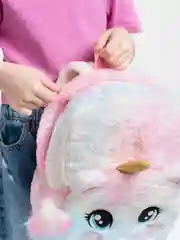 Розовый рюкзак Единорог плюшевый с помпоном