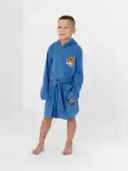 Голубой халат для мальчика махровый, банный на 7-10 лет (рост 122-140 см)