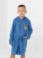 Голубой халат для мальчика махровый, банный на 7-10 лет (рост 122-140 см)