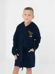 Темно-синий халат для мальчика махровый, банный на 7-10 лет (рост 122-140 см)