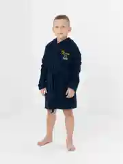 Темно-синий халат для мальчика махровый, банный на 7-10 лет (рост 122-140 см)