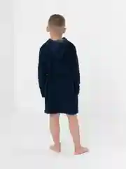 Темно-синий халат для мальчика махровый, банный на 7-10 лет (рост 122-140 см)