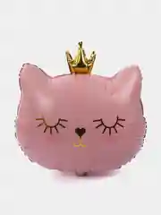Розовый воздушный шар "Кот в короне" черный кот розовый фольгированный для праздника