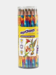 Карандаш с многоцветным грифелем МЯГКИЙ, 1шт, ЮНЛАНДИЯ MAGIC, классические цвета