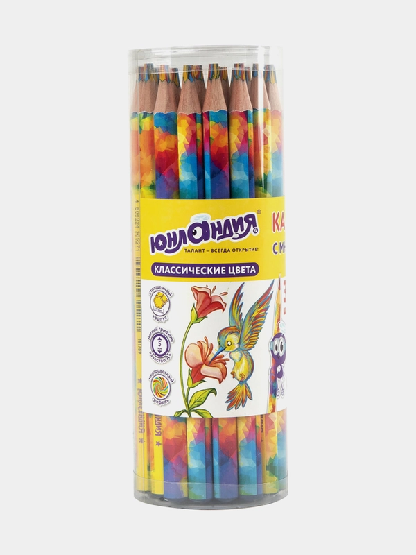 Карандаш с многоцветным грифелем МЯГКИЙ, 1шт, ЮНЛАНДИЯ MAGIC, классические цвета