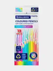 Карандаши цветные BRAUBERG PASTEL, 12 пастельных цветов, трёхгранные, грифель 3 мм, 181850
