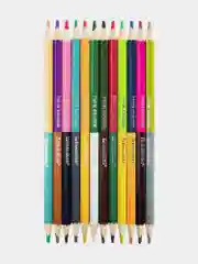 Карандаши цветные мягкие двусторонние BRAUBERG PREMIUM TWIN COLOUR 12 штук, 24 цвета