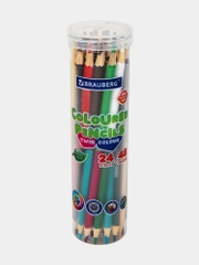 Карандаши цветные мягкие двусторонние BRAUBERG PREMIUM TWIN COLOUR 24 шт. 48 цветов, туба