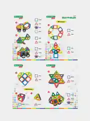 Магнитный конструктор BIG MAGNETIC BLOCKS-34, 34 детали, с колесной базой, BRAUBERG KIDS