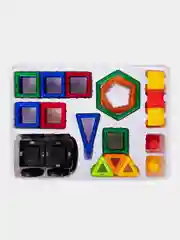 Магнитный конструктор BIG MAGNETIC BLOCKS-64, 64 детали, с колесной базой, BRAUBERG KIDS