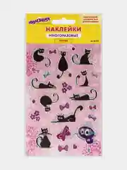Наклейки зефирные "Кошки", многоразовые, с блестками, 10*15 см, ЮНЛАНДИЯ, 661825