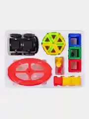 Магнитный конструктор MEGA MAGNETIC BLOCKS-79, с колесной базой и каруселью, BRAUBERG KIDS