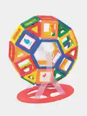 Магнитный конструктор MEGA MAGNETIC BLOCKS-79, с колесной базой и каруселью, BRAUBERG KIDS