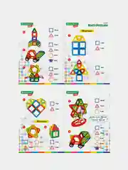 Магнитный конструктор MEGA MAGNETIC BLOCKS-79, с колесной базой и каруселью, BRAUBERG KIDS