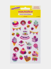 Наклейки зефирные "Праздник", многоразовые, перламутровые со стразами, 10*15 см, ЮНЛАНДИЯ