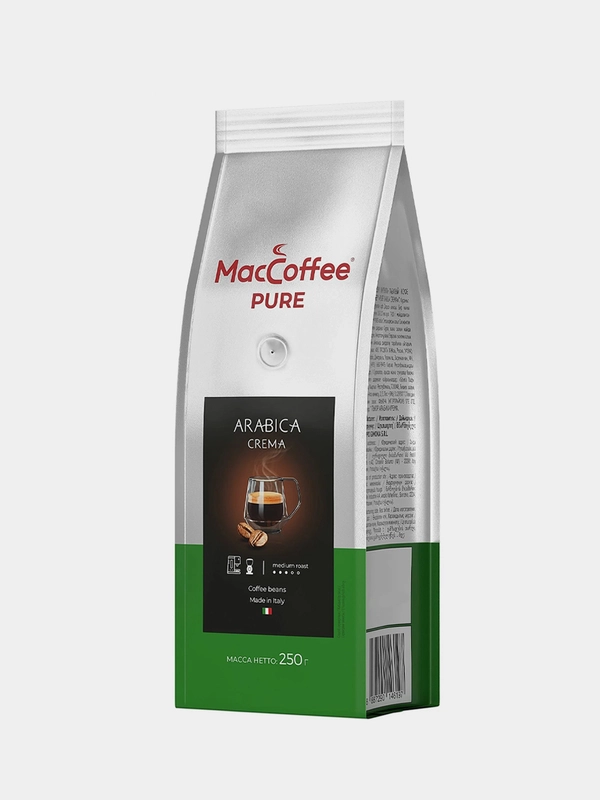 Кофе в зернах MacCoffee PURE Arabica Crema, 250 г