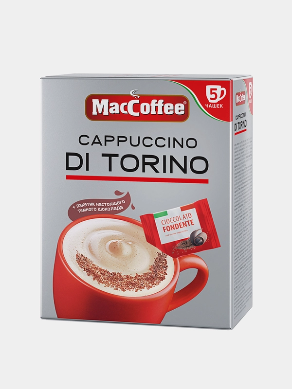 Кофейный напиток растворимый МасСoffee Cappuccino Di Torino с темным шоколадом 3в1