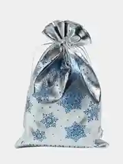 Серебряный мешочек новогодний подарочный, мешки мешок для упаковки новогодних подарков пакет коробка